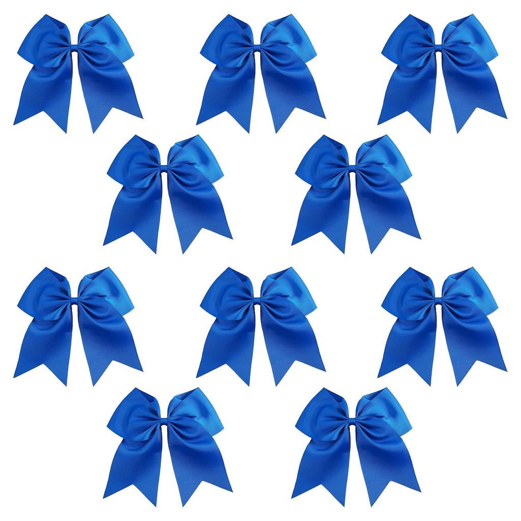 10 Blue Cheer Bows for Girls Large Hair Bows with Clip Holder Ribbon