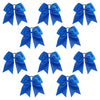 10 Blue Cheer Bows Large Hair Bow with Ponytail Holder Cheerleader Ponyholders Cheerleading Softball Accessories