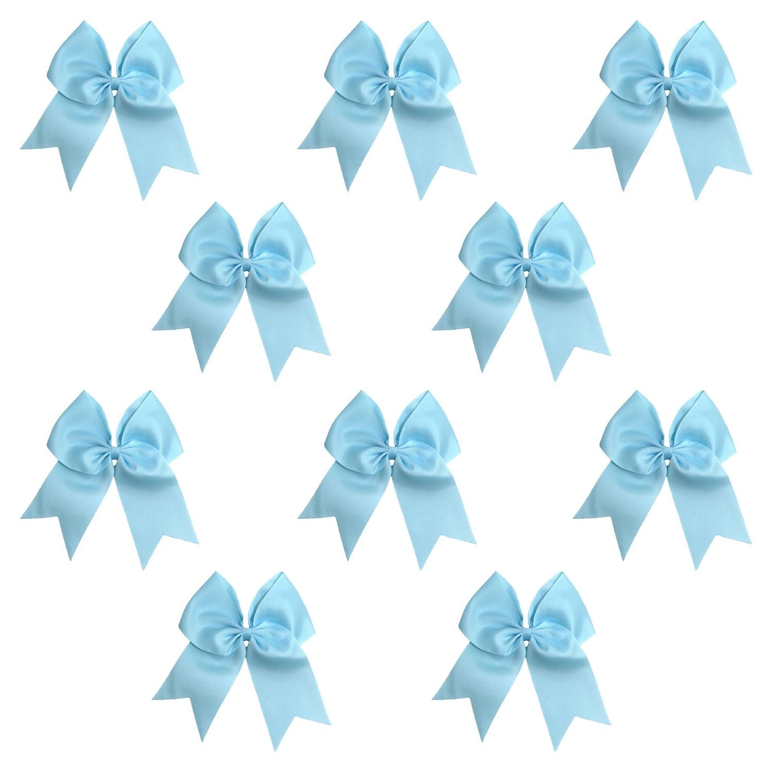 10 Carolina Blue Cheer Bows Large Hair Bow with Ponytail Holder Cheerleader Ponyholders Cheerleading Softball Accessories | Kenz Laurenz