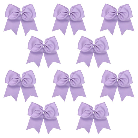 10 Light Purple Cheer Bows Large Hair Bow with Ponytail Holder Cheerleader Ponyholders Cheerleading Softball Accessories