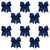 10 Navy Cheer Bows Large Hair Bow with Ponytail Holder Cheerleader Ponyholders Cheerleading Softball Accessories