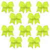 10 Neon Yellow Cheer Bows Large Hair Bow with Ponytail Holder Cheerleader Ponyholders Cheerleading Softball Accessories