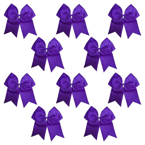 10 Purple Cheer Bows for Girls Large Hair Bows with Clip Holder Ribbon