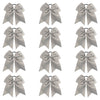 12 Gray Cheer Bows for Girls Large Hair Bows with Clip Holder Ribbon