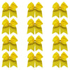 12 Yellow Cheer Bows for Girls Large Hair Bows with Clip Holder Ribbon
