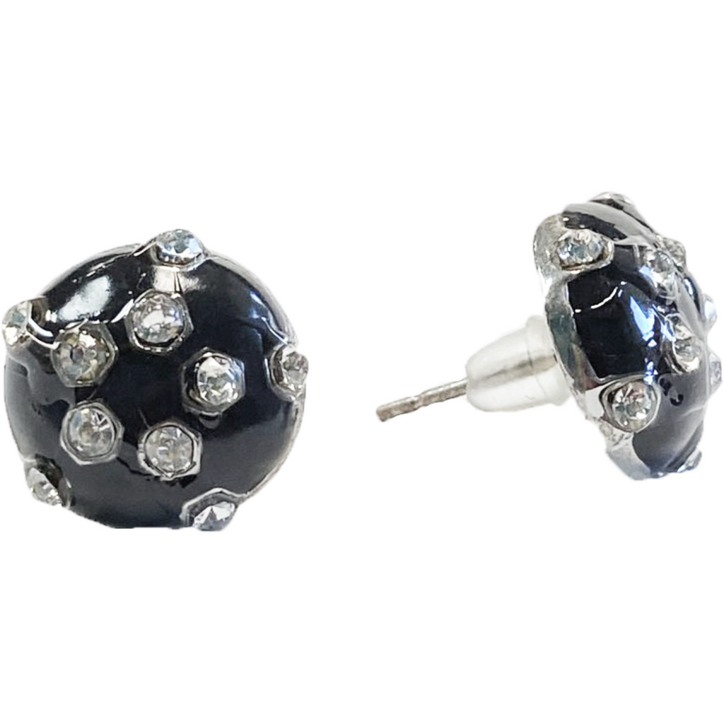 Flower Earrings Post Earrings Rhinestone Jewelry Simple Stud Earring Black