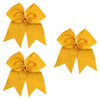 3 Athletic Gold Cheer Bow Large Hair Bows with Ponytail Holder Cheerleader Ribbon Cheerleading Softball Accessories