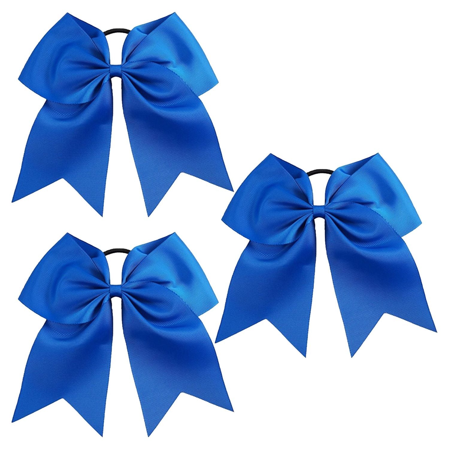 Cheer Hair Bow Large with Ponytail Holder Blue 1 | Kenz Laurenz
