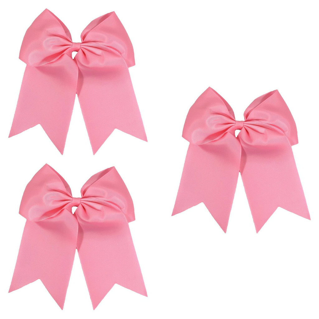 3 Light Pink Cheer Bow Large Hair Bows with Ponytail Holder Cheerleader Ribbon Cheerleading Softball Accessories