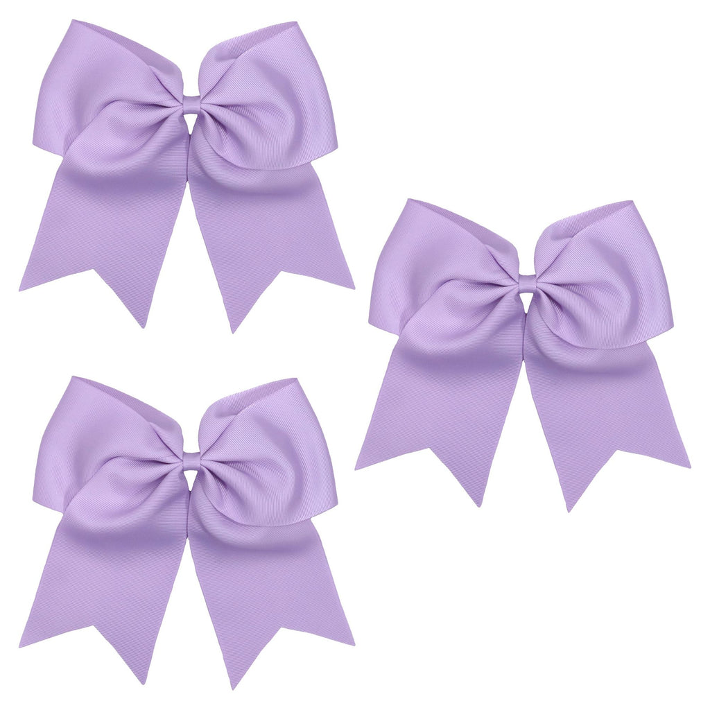 3 Light Purple Cheer Bow Large Hair Bows with Ponytail Holder Cheerleader Ribbon Cheerleading Softball Accessories