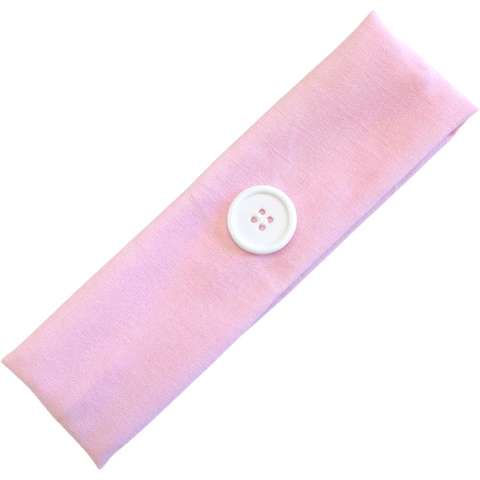 Button Ear Saver Cotton Headband Soft Stretch For Nurses Healthcare Workers Light Pink