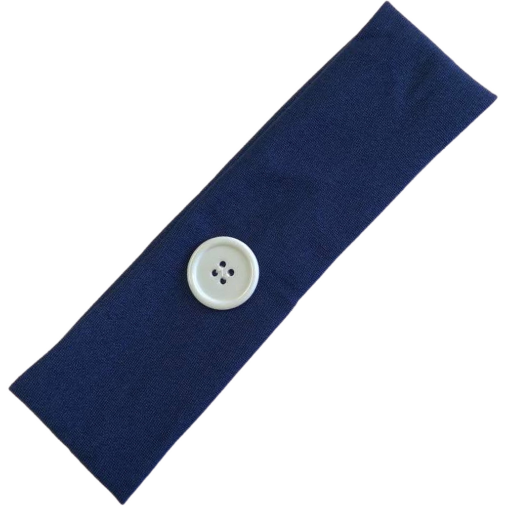 Button Ear Saver Cotton Headband Soft Stretch For Nurses Healthcare Workers Navy