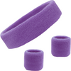Sweatband Set 1 Terry Cotton Headband and 2 Wristbands Pack Medium Purple