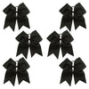6 Black Cheer Bows Large Hair Bow with Ponytail Holder Cheerleader Ponyholders Cheerleading Softball Accessories