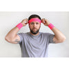 Sweatband Terry Cotton Sports Headband Sweat Absorbing Head Band Neon Pink
