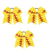 3 Softball Cheer Bow for Girls Large Hair Bows with Ponytail Holder Glitter Ribbon