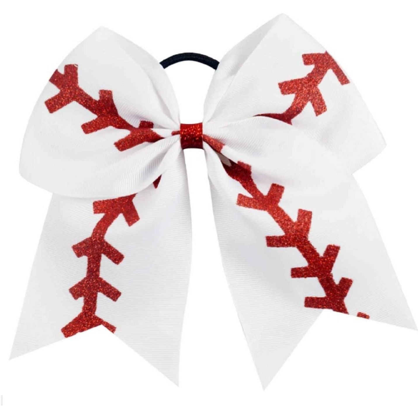 Red Cheer Bow for Girls Large Hair Bows with Ponytail Holder Ribbon | Kenz Laurenz