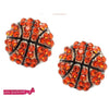 Basketball Set Post Earrings Necklace Rhinestone