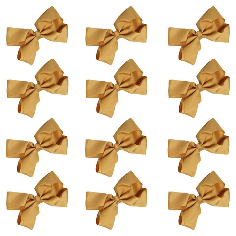 12 Gold Classic Cheer Bows Large Hair Bow with Clip