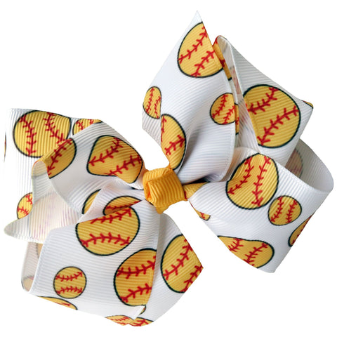 Classic Bow With Clip Holder Hair Bows Ribbon Bow Tie For Girls Softball Balls