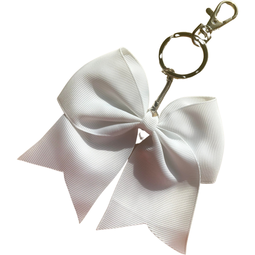 White Customizable Sports Keychains for Girls Bow Key Chain