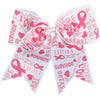 Cheer Bows Breast Cancer Awareness Bow Pink Words Large Hair Bow with Ponytail Holder