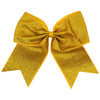 Athletic Gold Glitter Cheer Bow for Girls Large Hair Bows with Ponytail Holder Ribbon