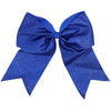 Blue Glitter Cheer Bow for Girls Large Hair Bows with Ponytail Holder Ribbon