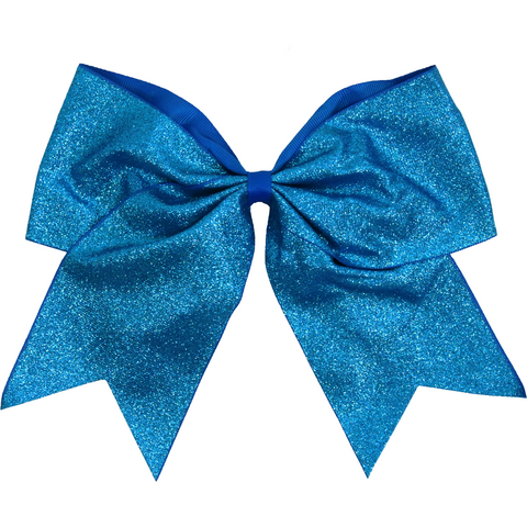 Teal Glitter Cheer Bow for Girls Large Hair Bows with Ponytail Holder Ribbon