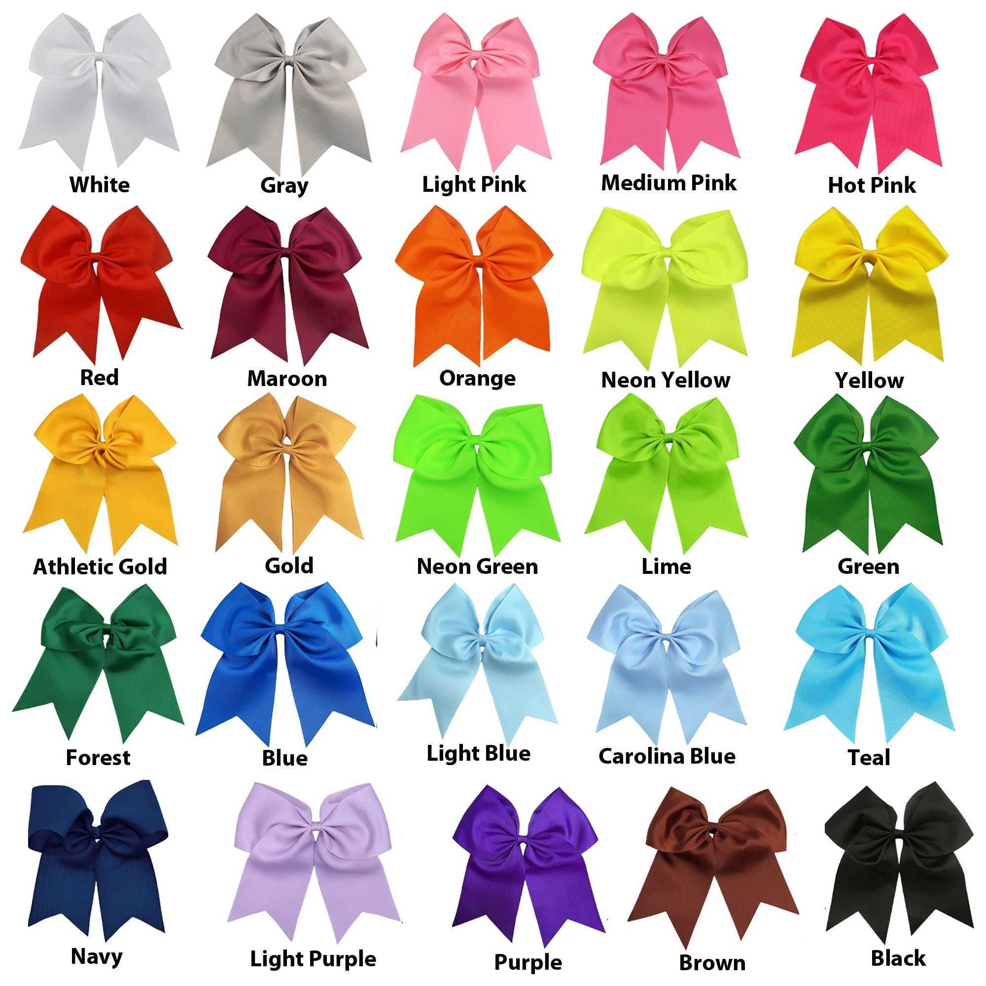 24 You Pick Colors Cheer Bows Large Hair Bow with Ponytail Holder Chee