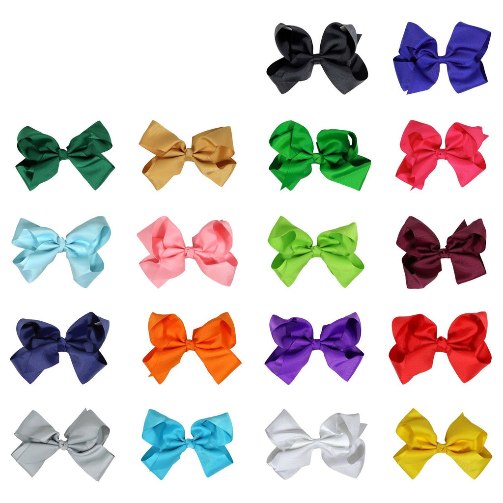 12 Assorted Classic Cheer Bows Large Hair Bow with Clip