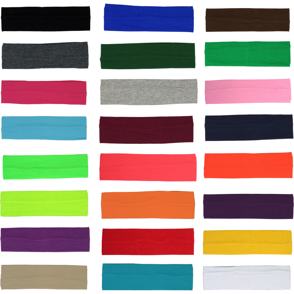 Cotton Headbands 24 Soft Stretch Headband Sweat Absorbent Elastic Head Bands You Pick Colors