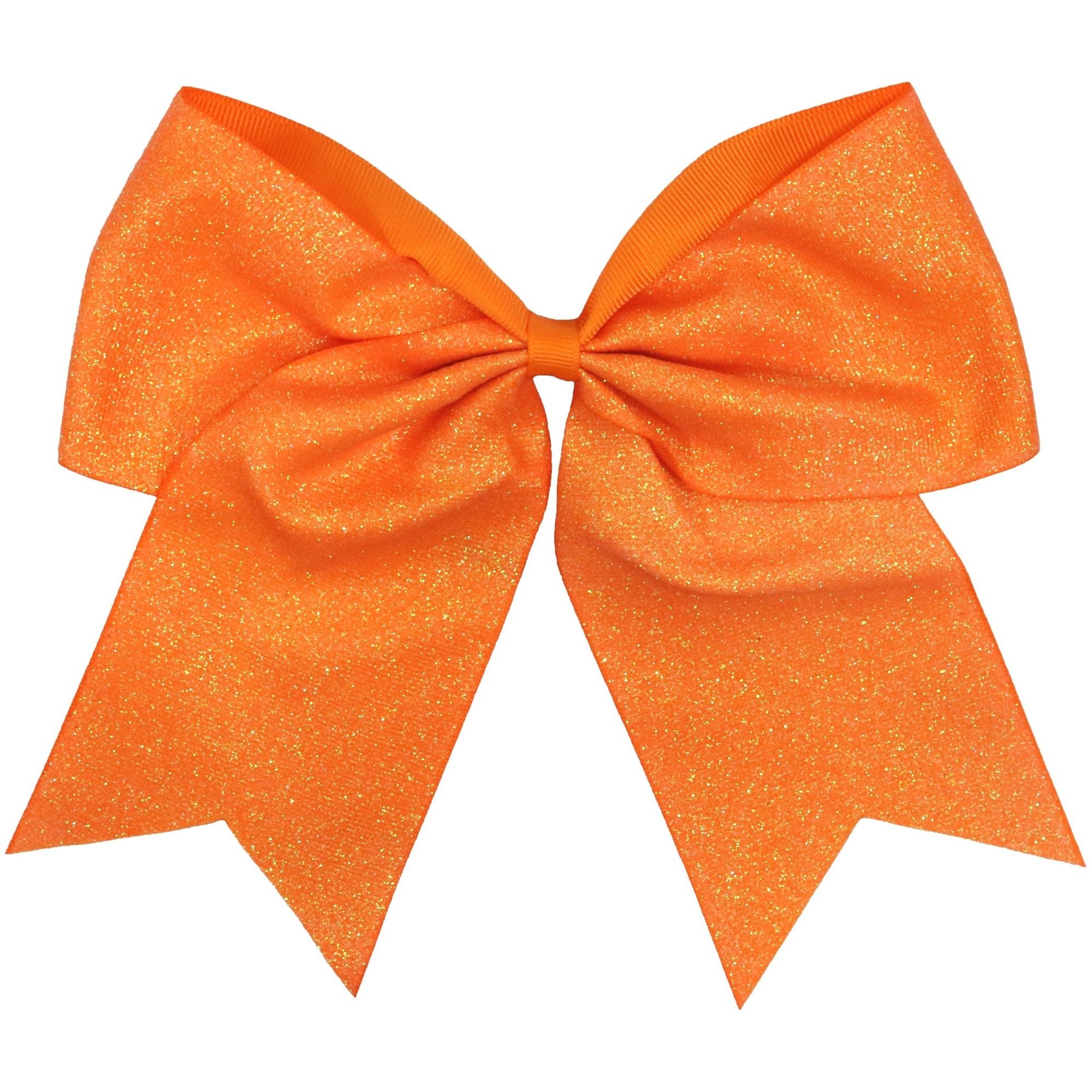 Orange Glitter Cheer Bow for Girls Large Hair Bows with Ponytail Holde