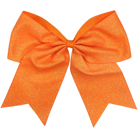 Orange Glitter Cheer Bow for Girls Large Hair Bows with Ponytail Holder Ribbon
