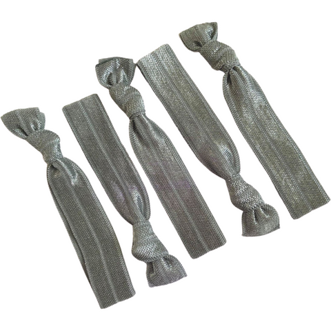Hair Ties 5 Elastic Gray Ponytail Holders Ribbon Knotted Bands
