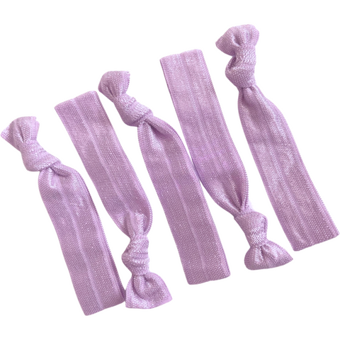 Hair Ties 5 Elastic Light Purple Ponytail Holders Ribbon Knotted Bands