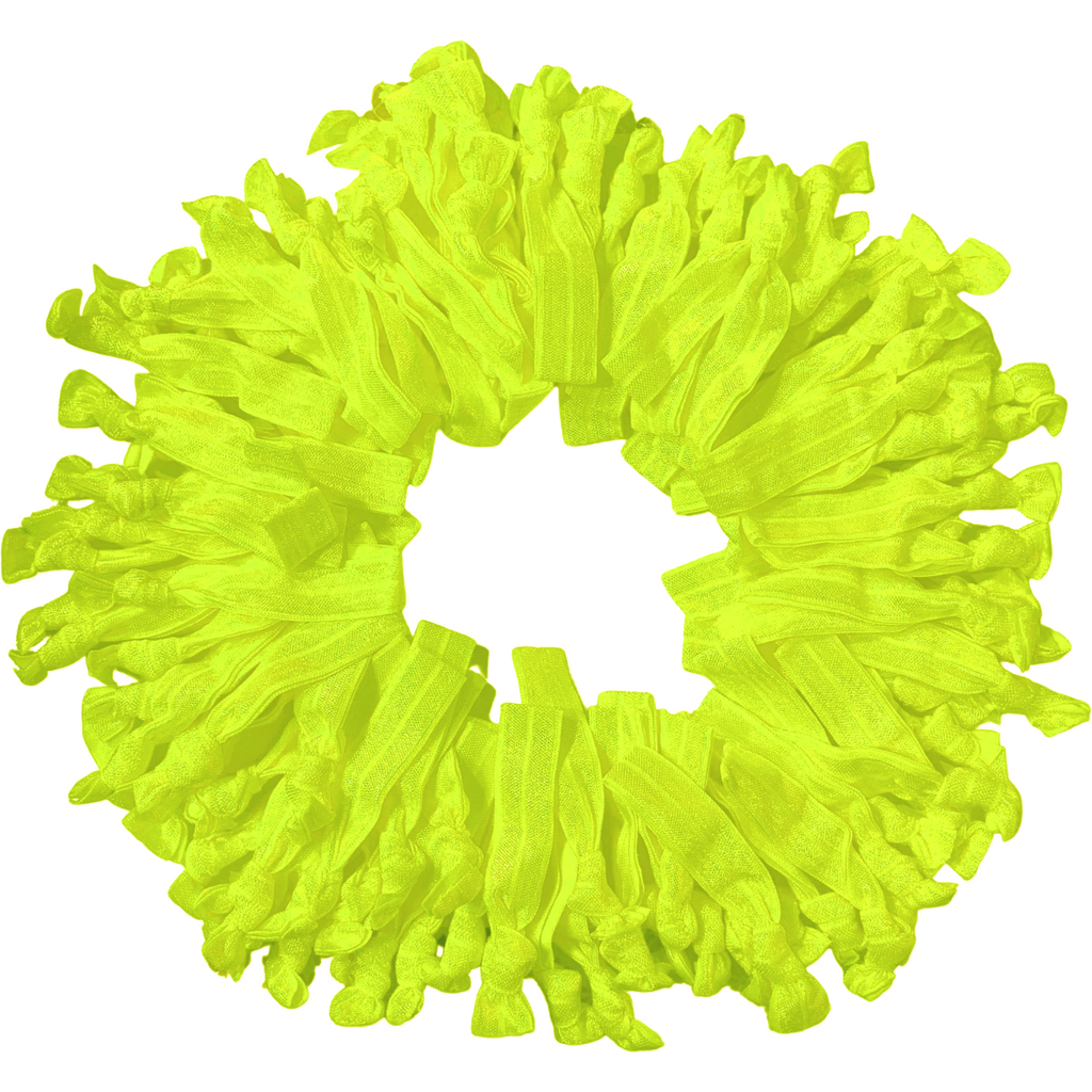 Hair Ties 100 Elastic Neon Yellow Ponytail Holders Ribbon Knotted Bands