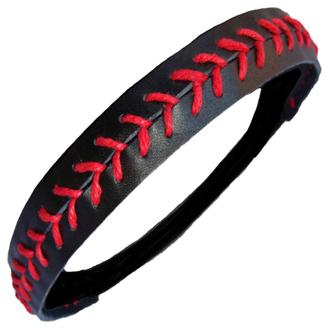 Softball Headband Non Slip Leather Sports Head Bands Black Red