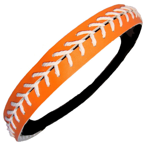 Softball Headband Non Slip Leather Sports Head Bands Orange White