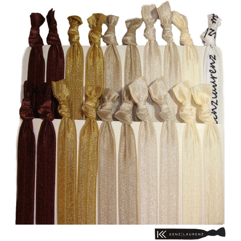 Hair Ties 20 Elastic Brown Ombre Ponytail Holders Ribbon Knotted Bands