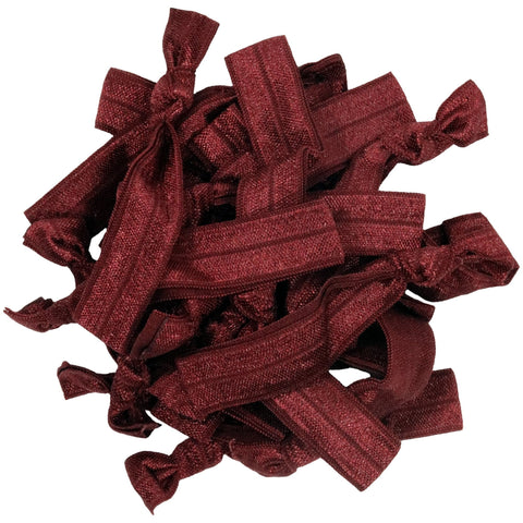 Hair Ties 20 Elastic Maroon Ponytail Holders Ribbon Knotted Bands