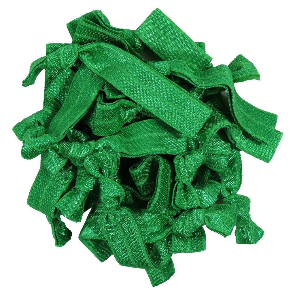 Hair Ties 20 Elastic Green Ponytail Holders Ribbon Knotted Bands