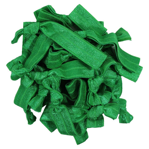 Hair Ties 20 Elastic Ponytail Holders Ribbon Knotted Bands Kelly Green