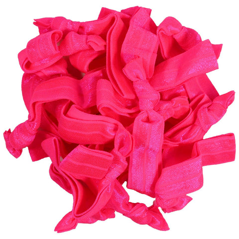 Hair Ties 20 Elastic Ponytail Holders Ribbon Knotted Bands Neon Pink