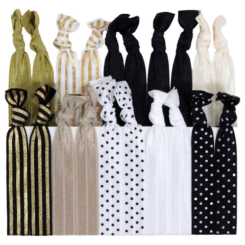 Hair Ties 20 Elastic Sophisticated Ponytail Holders Ribbon Knotted Bands