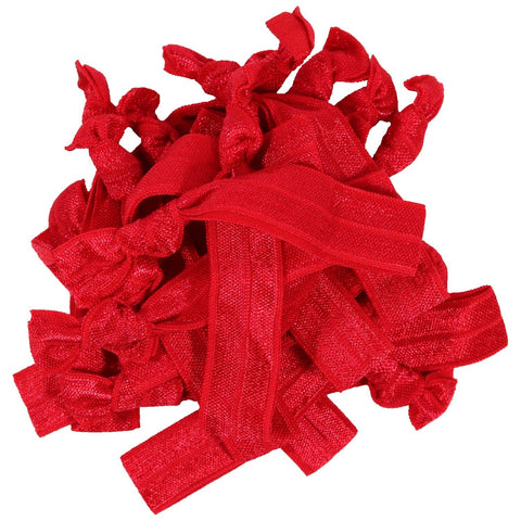 Hair Ties 20 Elastic Red Ponytail Holders Ribbon Knotted Bands