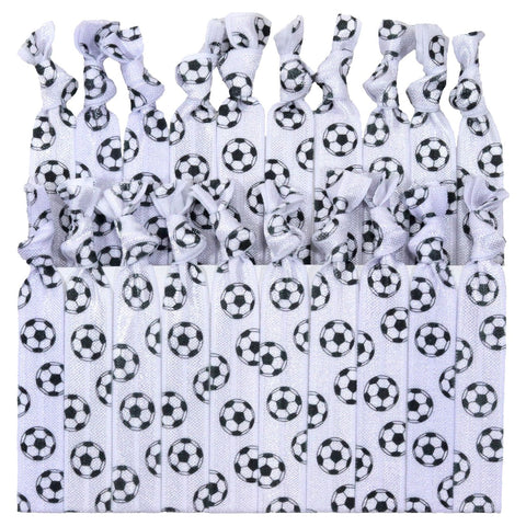 Hair Ties 20 Elastic Soccer Ponytail Holders Ribbon Knotted Bands