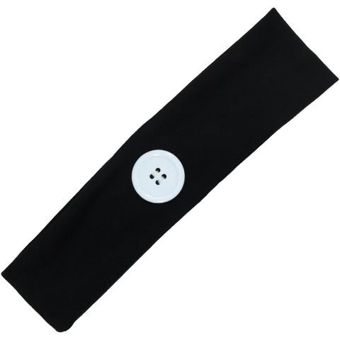 Button Ear Saver Cotton Headband Soft Stretch For Nurses Healthcare Workers Black