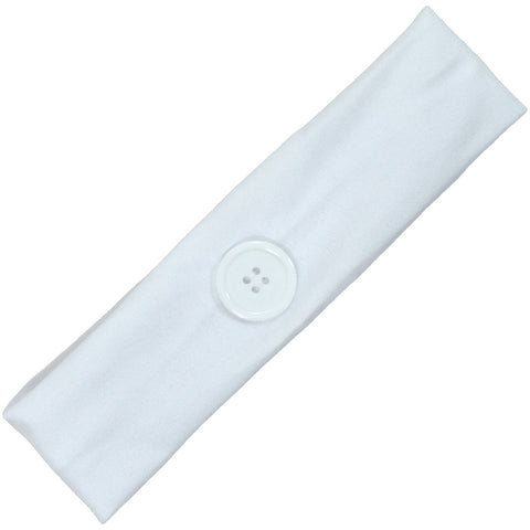 Button Ear Saver Cotton Headband Soft Stretch For Nurses Healthcare Workers White