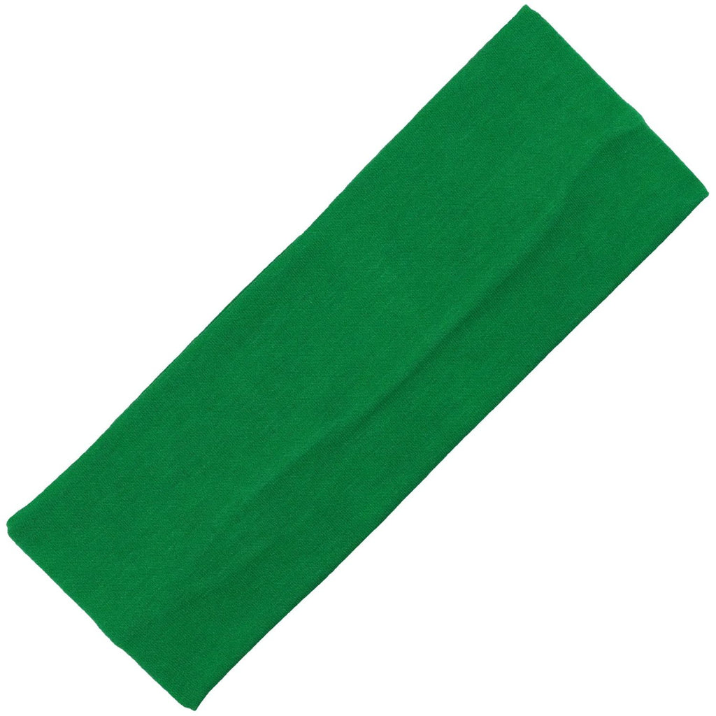 Wide Cotton Headband Soft Stretch Headbands Sweat Absorbent Elastic Head Band Green